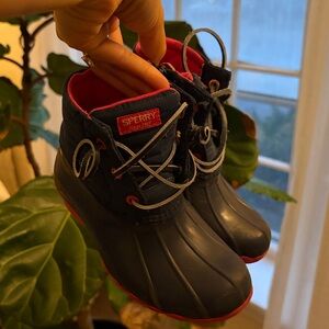 Navy + Pink Speedy Boots